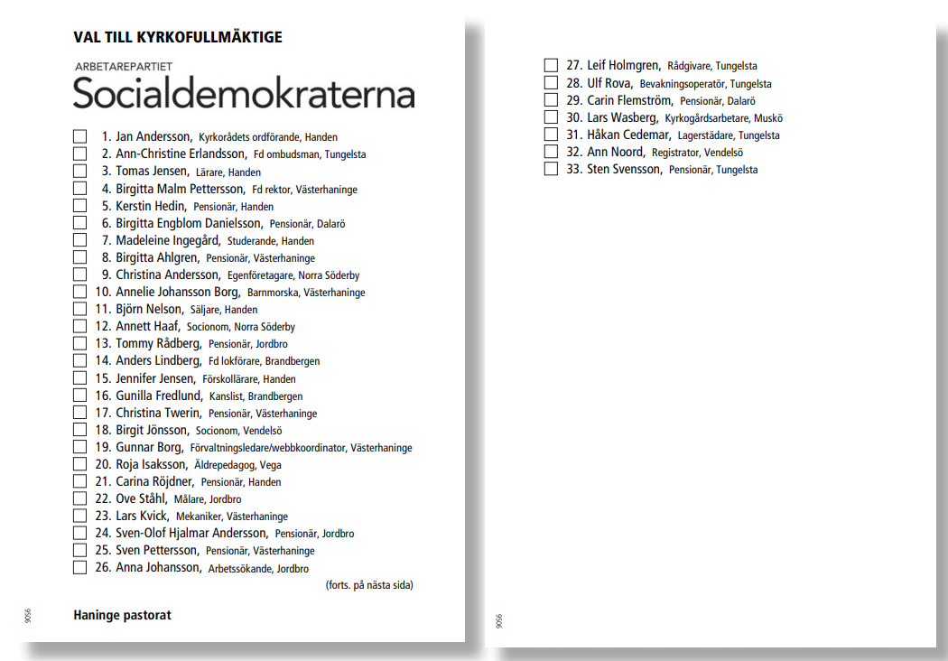 Kyrkovalet närmar sig Socialdemokraterna Haninge